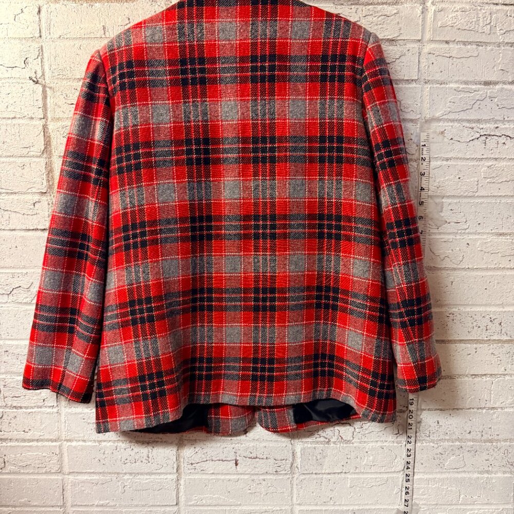 Southern Lady Vintage Red Plaid Wool Blend Blazer – Size 14 – Made in USA - Picture 6 of 11